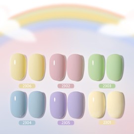 GAOY Pastel Green Purple Gel Nail Polish Set, 6 Colors Nude Pink Blue Soak Off Gel Polish Kit for Salon and Nail Art DIY at Home