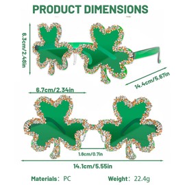 JDRGJTH St. Patrick’s Day Shamrock Sunglasses,Irish Green Shamrock St Patricks Glasses,St. Patrick's Day Irish Party Favors Supplies Costume Accessories for Women and Men