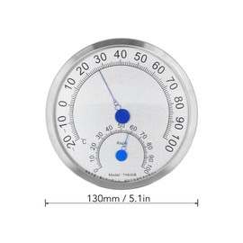 Round Thermometer Stainless Steel Outdoor Thermometer Hygrometer Waterproof Large Weather Thermometer Heat Resistant (without Holder)