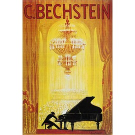 C. Bechstein Theater Stage Piano Concert Show Music Vintage Poster Repro (Canvas Rolled-Up, 20" X 30" Inches)