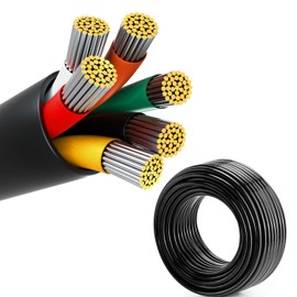 22 Gauge Wire, 6-Conductor Electrical Wire. 22 AWG Stranded Flexible PVC Tinned Copper 22/6 Cord Extension Cable is Used for LED Lamp Lighting, Automotive, Speaker, Audio, Power, etc. (33FT - 10M).