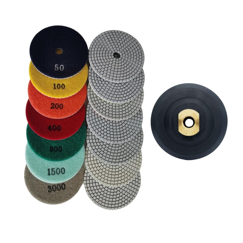 SUSUKII 4 Inch Wet Dry Diamond Polishing Pads Set with
