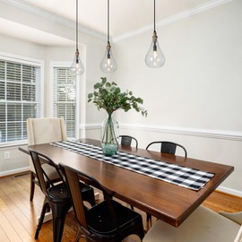 LALUZ Pendant Light Kitchen Island, 1-Light Farmhouse Kitchen Island Lights Rustic Teardrop Adjustable Hanging Pendant Light Fixtures with Seeded Glass Shade