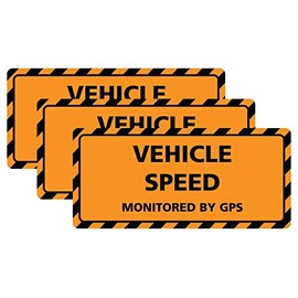 Vehicle Speed Monitored by GPS Bumper Sticker 3 Pack by DCM Solutions (Orange)