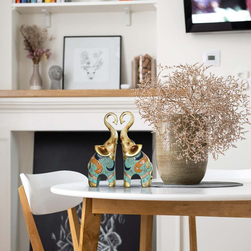 sugutee Good Luck Elephant Decor for Home, Large Gold Elephant