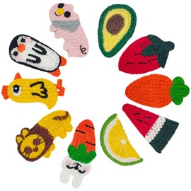 Saisifen Fruit Hair Clips 5 Pcs and Cartoon Animal Hair Clip 5 Pcs, Crochet Strawberry Hair Accessories Lemon/Penguin/Pig Hair Barrettes
