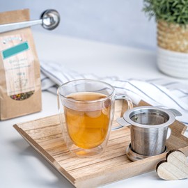 bremermann Coffee Spoon with Locking Clip and Stainless Steel Tea Strainer