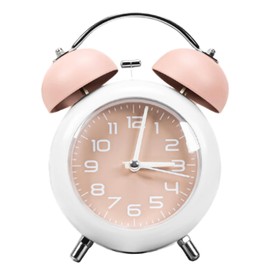 DIZLAS Alarm Clock, Loud Volume, Children, Analog, Table Clock, Tabletop, Silent, Stylish, Glowing, Night Light, Cute, Pink