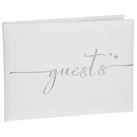 Widdle Gifts Ltd Wedding Day Guest Book - White with Silver Script 9789 (310113)