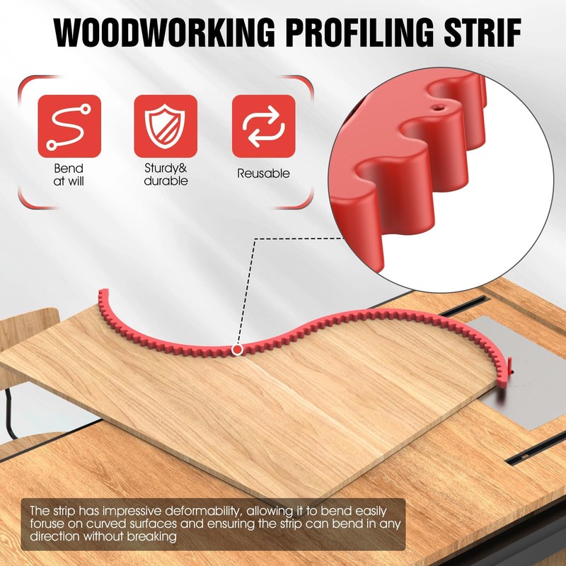 2 m Flexible Curve Ruler for Precise Woodworking and Routers.