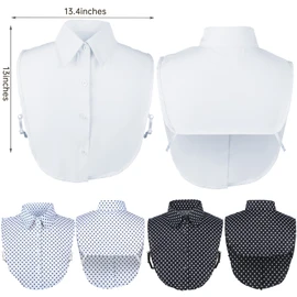Syhood Women's Fake Collar Detachable Collars Half Shirt Dickey Tops (Black Dot, 3 Pieces)