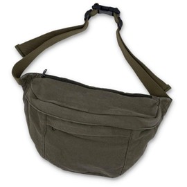 MT's Shop SH385 Body Bag, Sling Bag, One Shoulder Messenger Canvas, Lightweight, Foldable, Tablet Storage, Crossbody, green