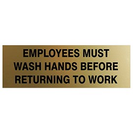 Basic Employees Must Wash Hands Door/Wall Sign - Brushed Gold - Large