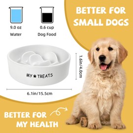 Slow Feeder Dog Bowls, Ceramic Dog Puzzle Feeder, Dogs Dishes for Small & Medium Dogs, White Puppy Slow Eating Bowl, Puppy Food Bowl(Flower)