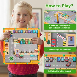 Magnetic Game Labyrinth Game from 2, Montessori Toy from 2 3 4 5 Years, Magnetic Game, Wooden Motor Skills Toy, Magnetic Game Labyrinth Busy Board, Puzzle Board Games for Children, Toddlers, Girls,