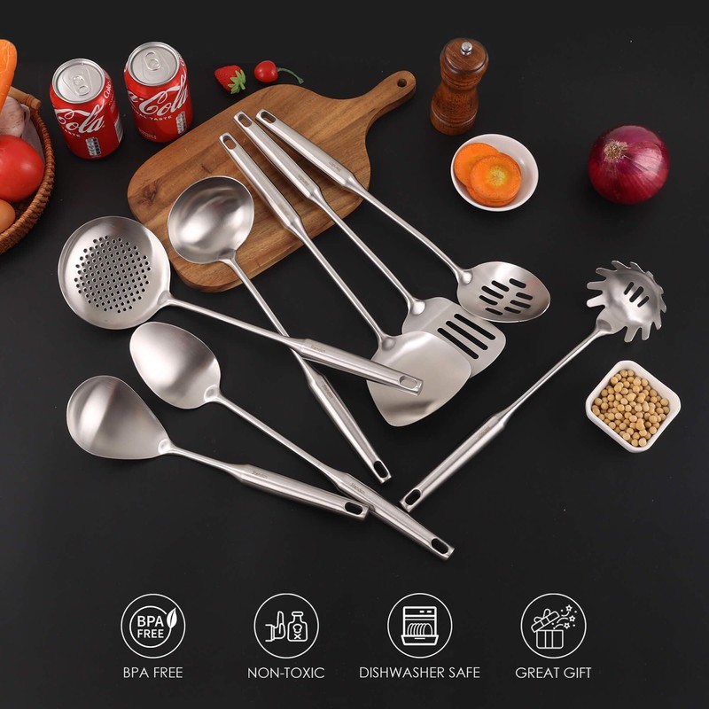 18/10 Stainless Steel Kitchen Utensils Set - 15” All Metal
