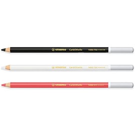 STABILO Chalk-Pastel Pencil CarbOthello - Pack of 3 - Neutral Black, Carmine Red Middle & White