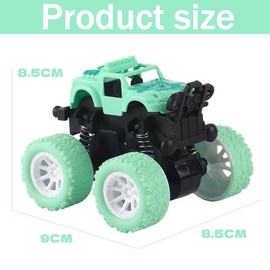 BuLKee Monster Truck Car Toy, 360° Rotation, Inertia Vehicle, Toy Car, Friction, Powered Toy Cars, Wind-Up Car, Small Toy Cars, Truck, Racing Car for Babies, Children from 3 Years, Pack of 4