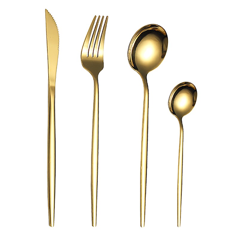 6 Set Gold Cutlery Set Stainless Steel Elegant Steak Knife