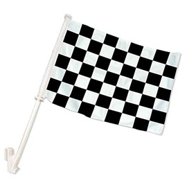 (2 Pack) 12x18 Checkered Black White Car Window Vehicle 12"x18" Flag