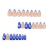XZMeiLun Blue French Tips Press On Nails Short Almond, Flower