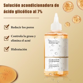 HNTCSR Ácido Glicólico 7% Toning Solución 240ml, Tónico reafirmante exfoliante y revitalizante, Tónico revitalizante con 7% de ácido glicólico para atenuar manchas oscuras y acné