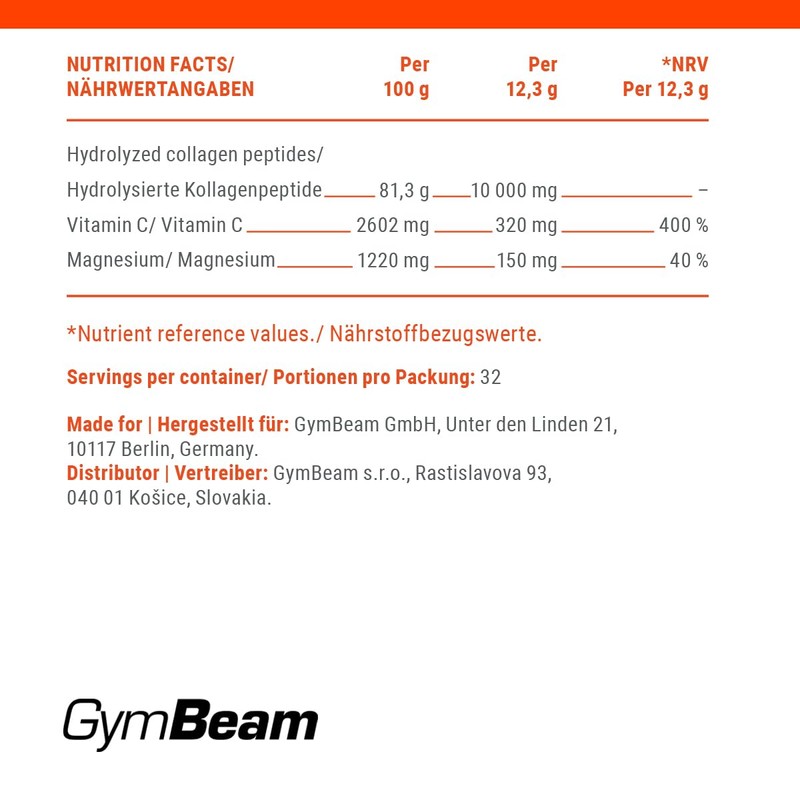GymBeam RunCollg Mag with Vitamin C - Hydrolysed Collagen Peptides,