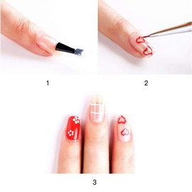 generic 3PCS Nail Art Liner Brushes, UV Gel Painting Acrylic Nail Design Nylon Brush, Nail Painting Drawing Pens, white