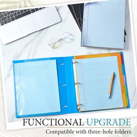 MotiMind 3 Packs 8.5 x 11 in Top Bound Spiral Notebook 3 Hole Punched Legal Pads with Lined Page, 50 Sheets Per Pad, Hard Cardboard Paper College Ruled Notepad for Office School (Blue)