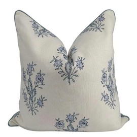 Jillien Harbor Mary Euro Throw Pillow for Home Mary Off-White Periwinkle Floral Pillow Cover Grandmillennial Pillow Cover 26" x 26" 66 cm x 66 cm Grandmillennial Home Decor