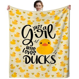 Rubber Duck Blanket Lightweight Soft Cozy Flannel Duck Throw Blanket Bedding Decor for Girls Women Adults Gifts 60"x50"