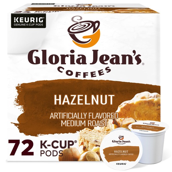 Gloria Jean's Coffees Hazelnut, Single-Serve Keurig K-Cup Pods, Flavored Medium Roast Coffee, 72 Count