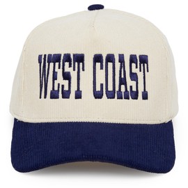 Funky Junque Two Tone Vintage Corduroy Snapback Hat - West Coast - Navy/Beige