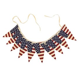 Vintage American Flag Bunting Banner, 5 Meter Cotton Garland with 10 Double-Sided USA Pennant Flags, Patriotic Hanging Decoration for 4th of July, Memorial Day, Independence Day