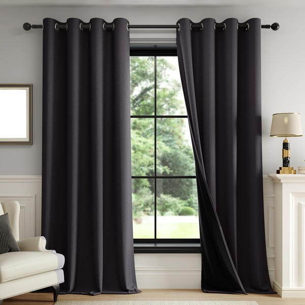 Fmfunctex Blackout Curtains for Bedroom Black Curtains 72 Drop Geometric