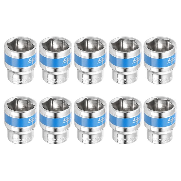 HARFINGTON 10pcs 1/2 Inch Drive 6-Point Socket 23mm CR-V Metric