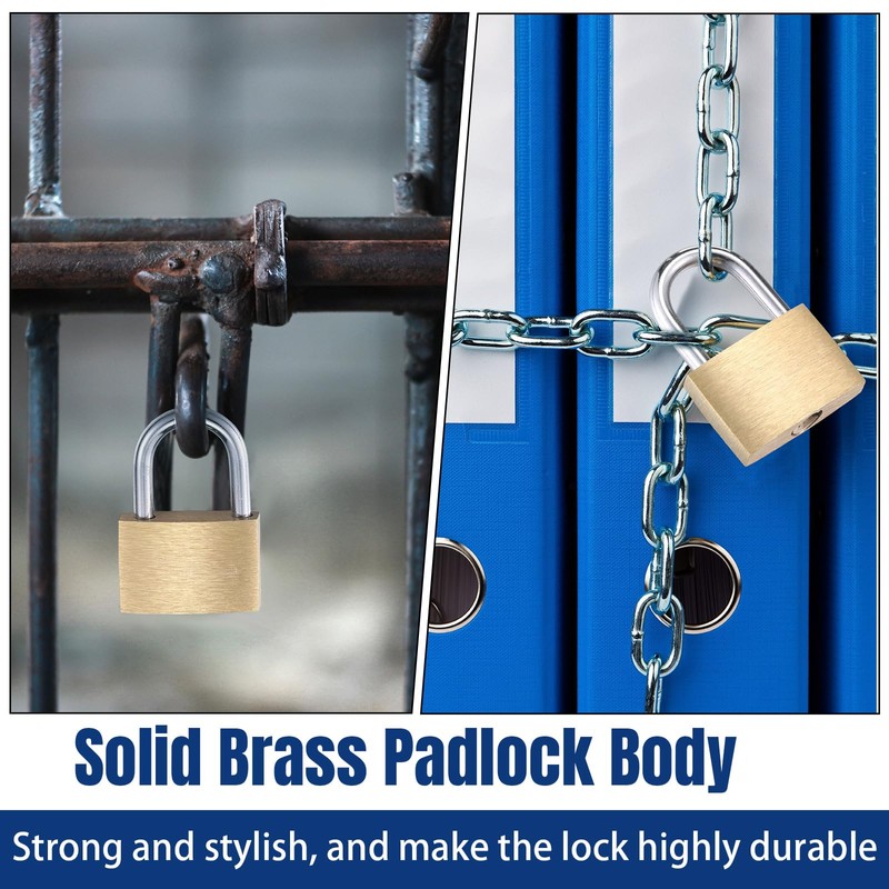 Yaocom 24 Pcs Solid Brass Keyed Padlock, Small Yellow Gym