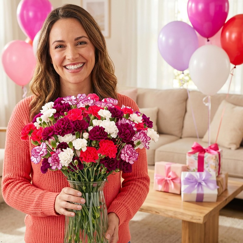 Benchmark Bouquets Mini Carnation Bouquet – Mothers Day Flowers for