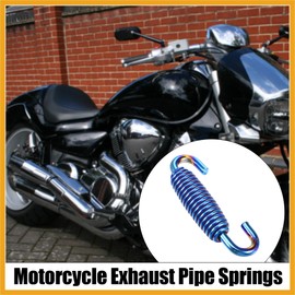 Partuto 4 Pcs 55mm 2.17" Muffler Exhaust Pipe Spring for Motorcycle Blue Replacement