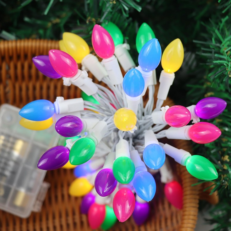 HUGSVIK Easter Lights Battery Operated, 50 LED 17FT Easter Pastel