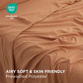 Bedsure Deep Pocket Queen Sheets - 6 Piece, Prewashed Ultra-Soft Queen Sheet Set, Fits Mattresses Up to 18 Inches Thick, Breathable & Secure Fit, Hotel Luxury Bedding, Burnt Orange