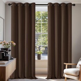 Deconovo Deconovo Solid Ring Top Curtains Thermal Insulated Blackout Curtains for Kids Bedroom Eyelets 55x79 Inch Two Panels Dark Mocha