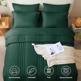 CozyLux King Size Comforter Set - 7 Pieces Bed in a Bag Emerald Green Comforters King Size Bed Set, Soft Bedding Set with All Seasons Comforter, Sheets, Pillowcases & Shams