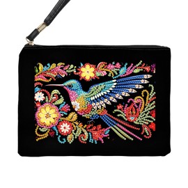 SHEGZHUC Diamond Painting Bag Diamond Art Painting Diamond Painting Tote Bag Fabric Bag Cosmetic Bag Purse Handbag for Girls Women Craft Set Gift Bird Flowers Hummingbird