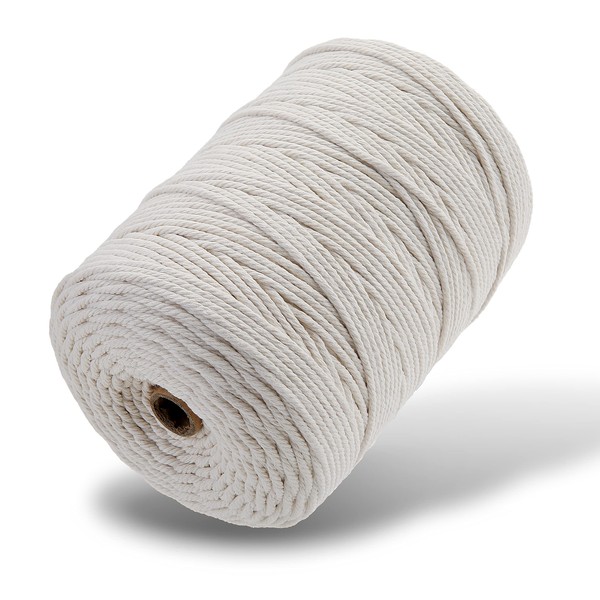 GOHOHOF Macrame Cord 3mm*330Yards Natural Macrame Cotton Rope Beige Macrame