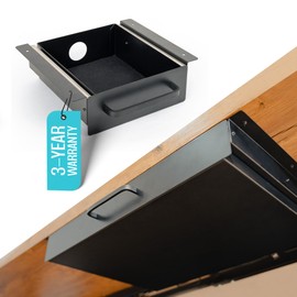 Under Desk Drawer Slide Out Attachment - Carbon Steel Undermount Table Drawer with Cable Management, Pull Out Add-On Storage for Office & Standing Desks (7.5" x 8" x 2.8")