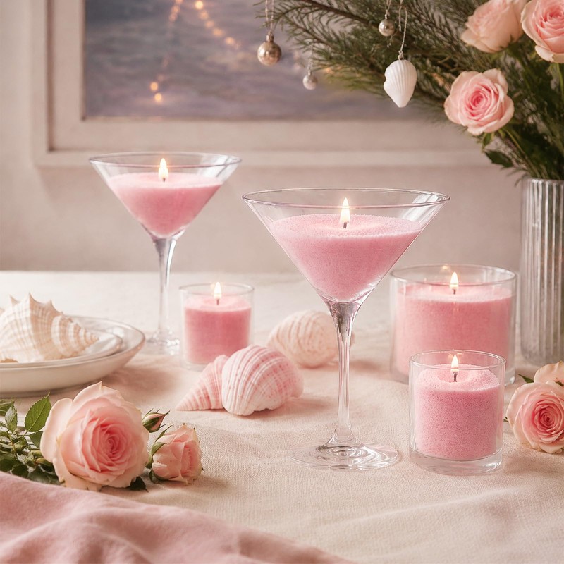 REISEN 3.3lb Pink Candle Sand Wax Set, Rose Pearled Candle