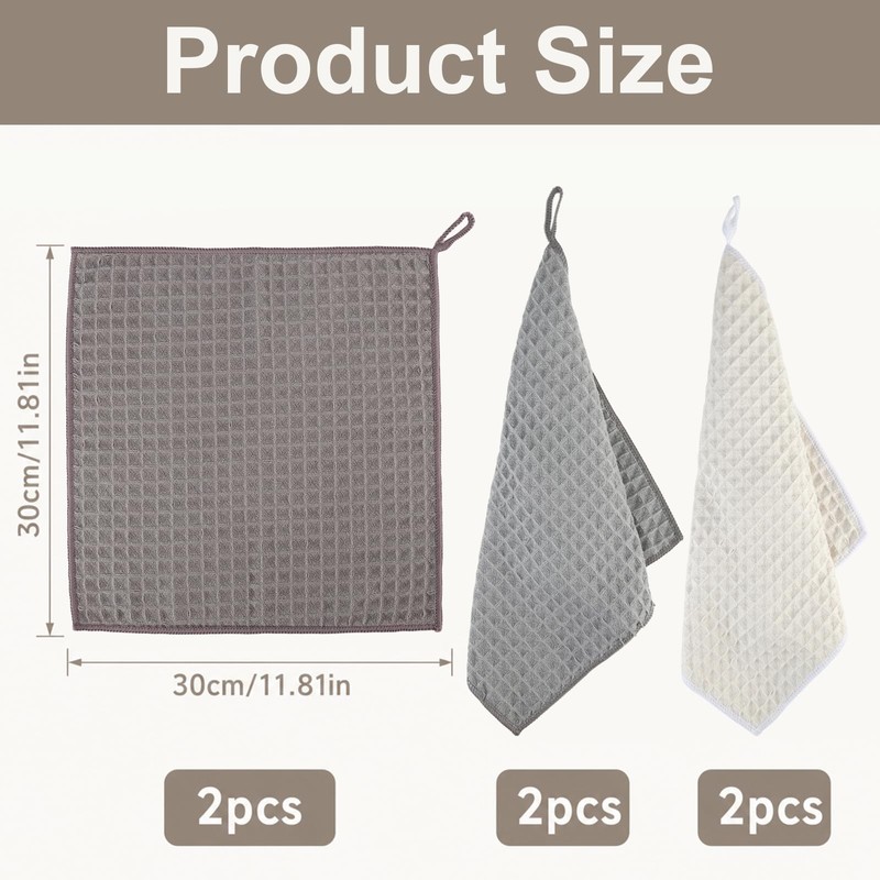 6 Pcs Barista Cloth, Microfiber Waffle Towel, 30×30cm Coffee Cloth