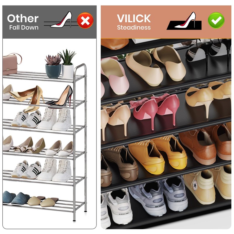 VILICK 5 Tier Shoe Rack with Hook and Side Pocket,Shoe