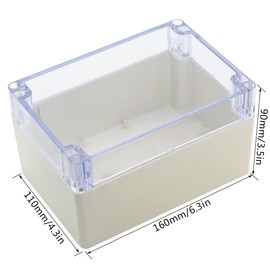 LeMotech ABS Plastic Junction Box Dustproof Waterproof IP65 Electrical Enclosure Box Universal Project Enclosure Grey with PC Transparent Clear Cover 6.3 x 4.3 x 3.5 inch(160 x110 x 90 mm)